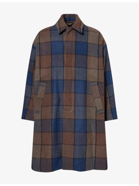 Song for the Mute Coach Check Long Wool Coat
