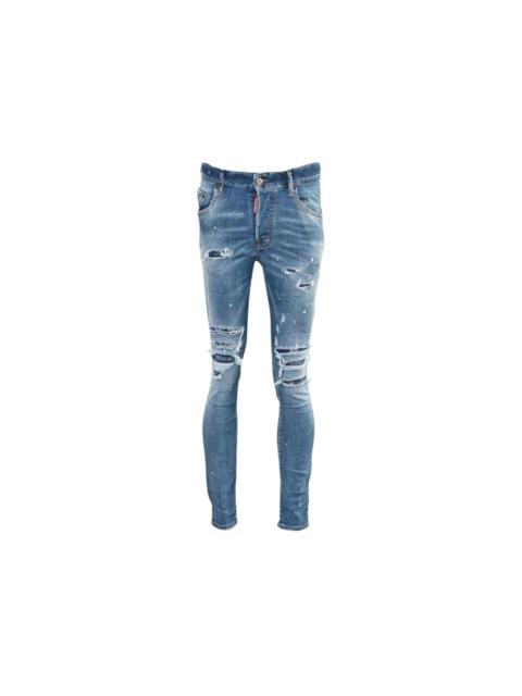 DSQUARED2 Dsquared2 Super Twinky Paint Splash Reinforced Ripped Jeans Blue