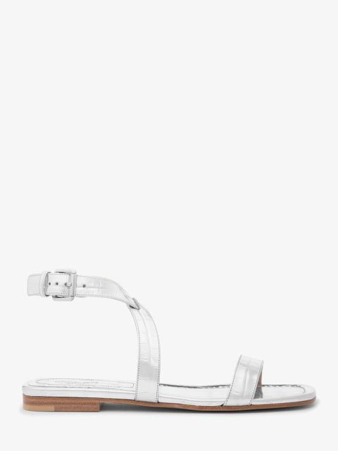 MICHAEL KORS COLLECTION Bridgette Metallic Crocodile Embossed Leather Sandal