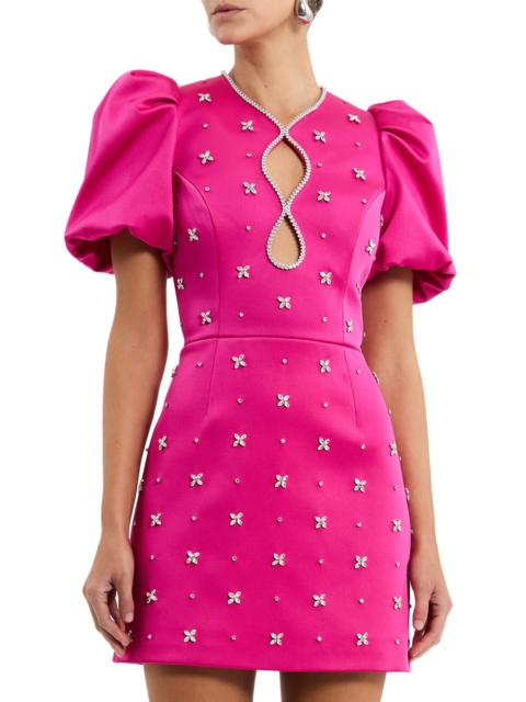 REBECCA VALLANCE Women's Saskia Embellished Balloon-Sleeve Minidress - Hot Pink