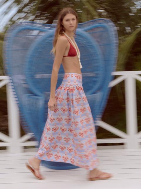 Hill House Home The Kate Midi Skirt - Poppy Damask Stripe