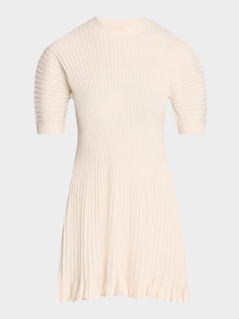 ULLA JOHNSON Talie Ribbed Puff-Sleeve Mini Dress