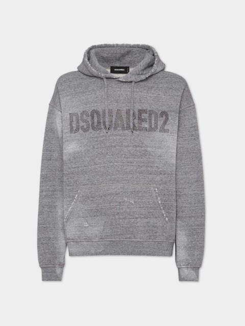 DSQUARED2 BRUSHED MELANGE FLEECE RELAX FIT HOODIE SWEATSHIRT