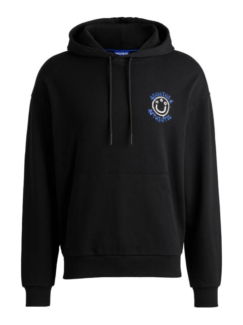 HUGO COTTON-TERRY HOODIE WITH SEASONAL ARTWORK