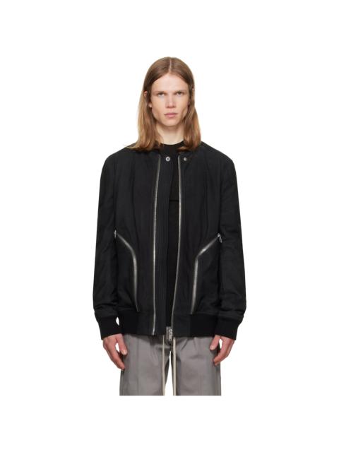 Rick Owens Black Tower Heizer Flight Suede Bomber Jacket