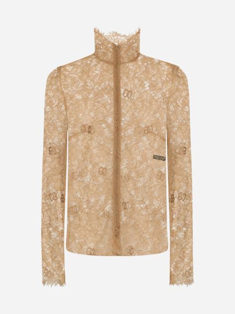 Dolce & Gabbana Floral lace turtle-neck blouse