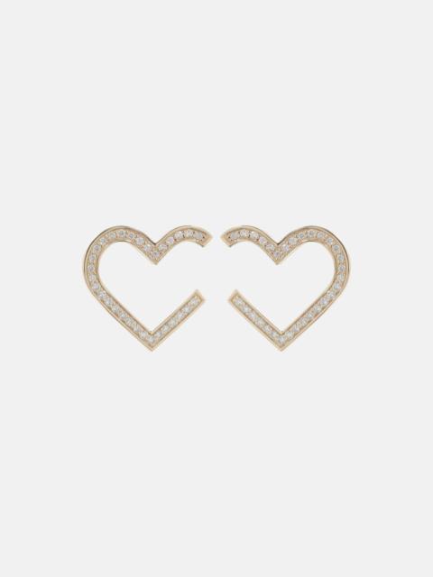 SYDNEY EVAN Heart 14kt gold hoop earrings with diamonds