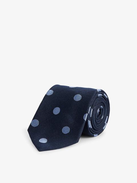 Spot-embroidered silk tie