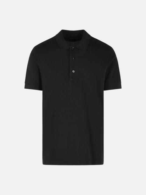 BLACK COTTON BLEND POLO SHIRT