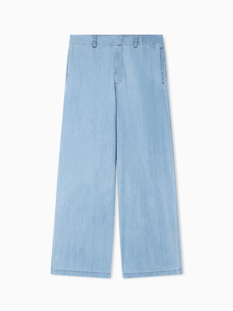 EMPORIO ARMANI ICON LIGHTWEIGHT DENIM WIDE-LEG TROUSERS