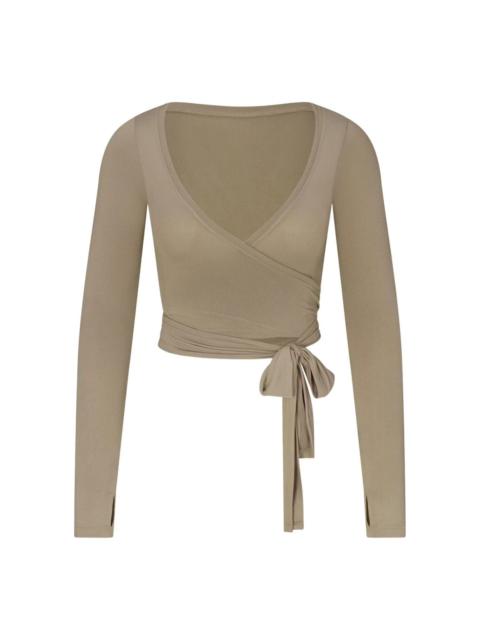 Nike (WMNS) Nike x SKIMS Stretch Knit Wrap Long Sleeve Cropped Top 'Dune' LSLSL10088W-DNE