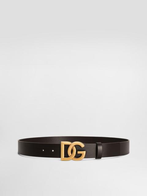 Dolce & Gabbana Lux leather belt with crossover DG logo buckle