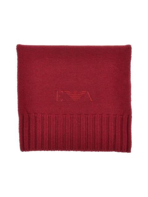 EMPORIO ARMANI WOOL SCARF WITH LOGO EMBROIDERY