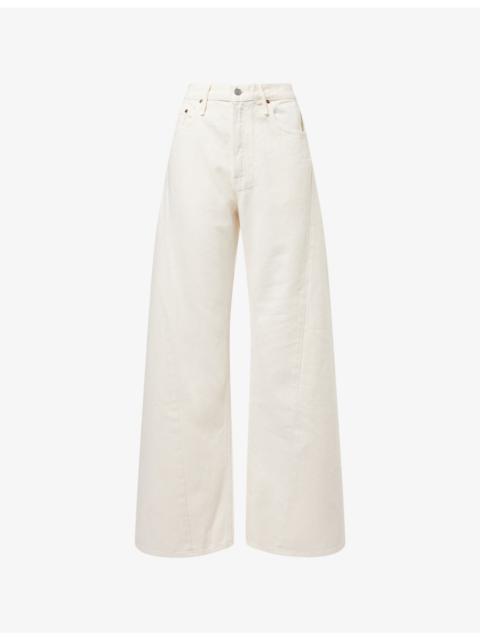 MOTHER The Lemon Twist Sneak Wide-Leg Cotton-Blend Jeans