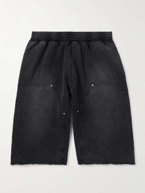 Wide-Leg Frayed Cotton-Jersey Shorts