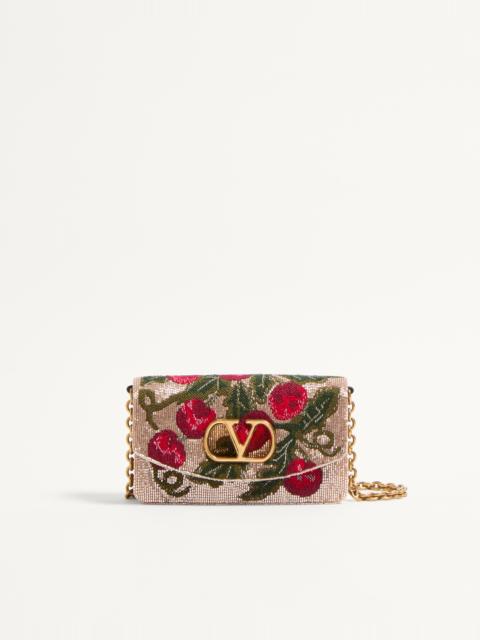 Valentino VALENTINO GARAVANI VAIN EMBROIDERED SHOULDER CLUTCH WITH CHERRYFIC PATTERN