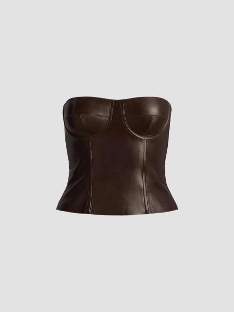 Ralph Lauren Women's Carolin Leather Bustier Top - Brown