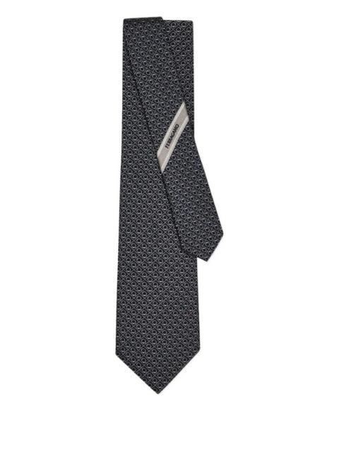 FERRAGAMO BIELLA SILK JACQUARD TIE WITH GANCINI PATTERN