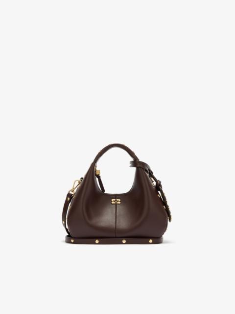 GANNI MINI HOBO BAG STUDS IN BROWN