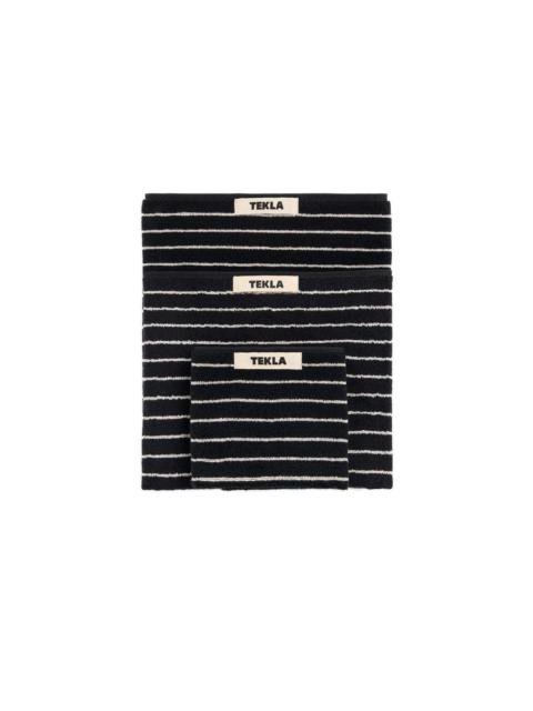 TEKLA Tekla Terry Bath Towel Black Stripes