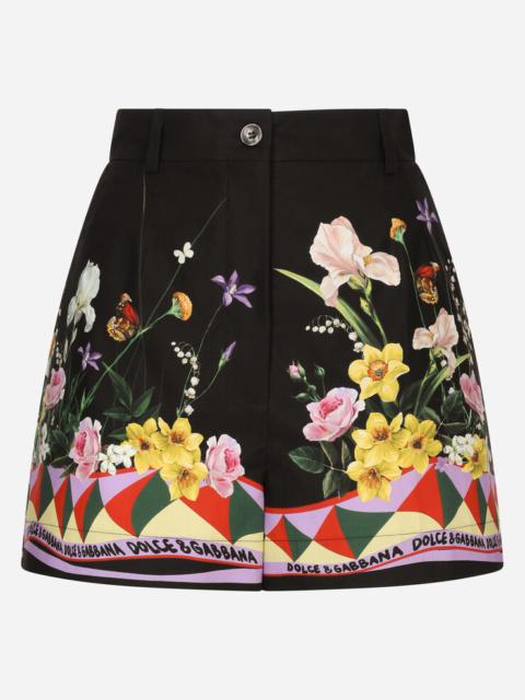 Dolce & Gabbana Cotton poplin shorts with rabbit print