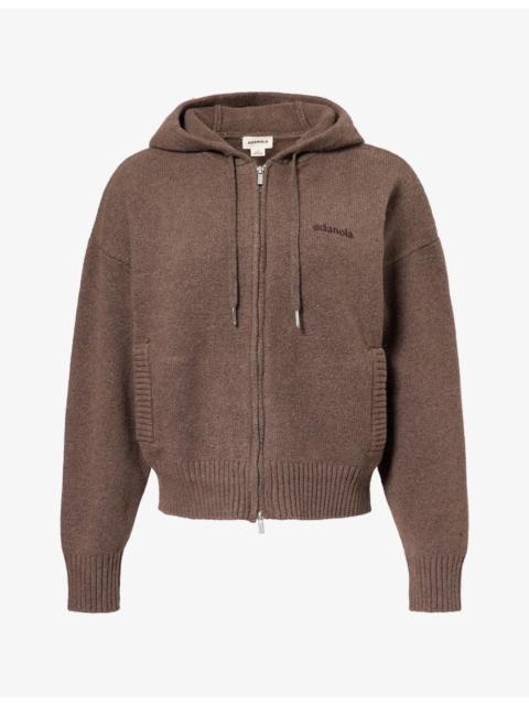 ADANOLA Logo-Embroidered Zip-Up Cotton-Knit Hoody