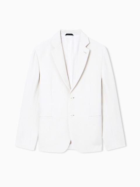 SINGLE-BREASTED JACKET IN A QUILTED SILK BLEND ASV