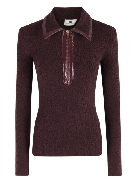 ELISABETTA FRANCHI bouclé-knit polo-shirt top