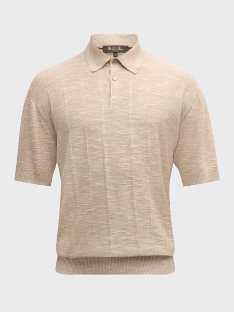 Loro Piana Men's Tori Flax-Silk Jacquard Polo Shirt