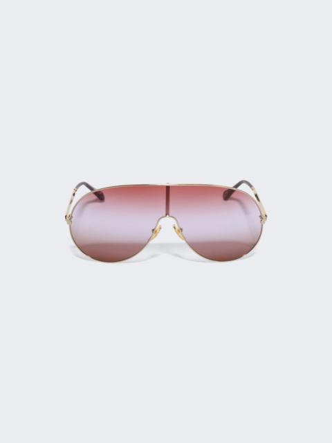 Chloé Aly Mask Sunglasses Shiny Gold And Gradient Pink