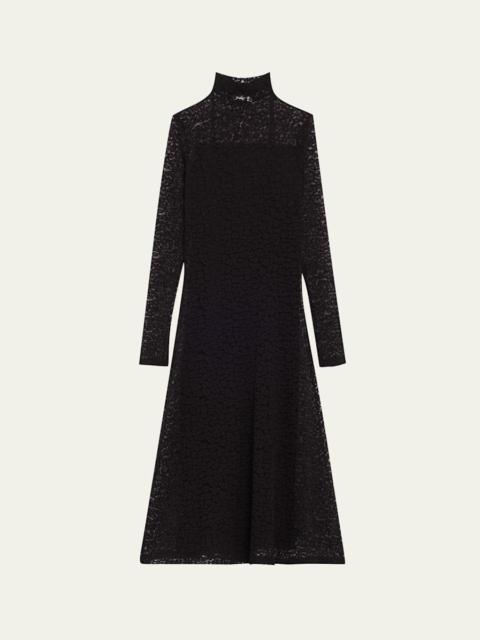 ULLA JOHNSON Talia Leopard Long-Sleeve Turtleneck Dress