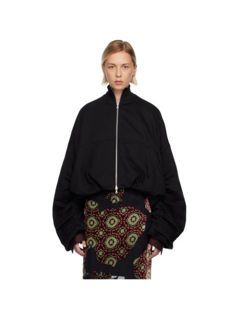 Dries Van Noten Black Draped Jersey Jacket
