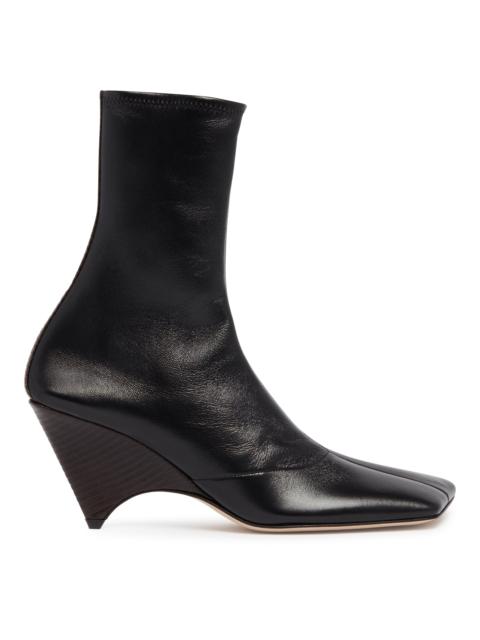 CHRISTEN Black Leather Heeled Ankle Boots