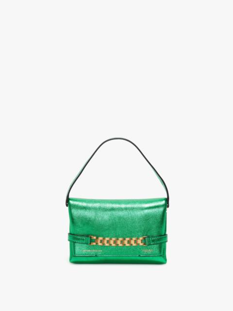 Victoria Beckham Mini Chain Pouch In Metallic Green Leather