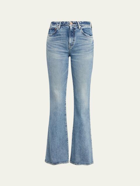 MOUSSY VINTAGE Washed Denim Mid-Rise Flared Jeans