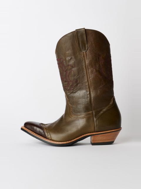Our Legacy Floral Consultant Boot True Dye Olive Leather