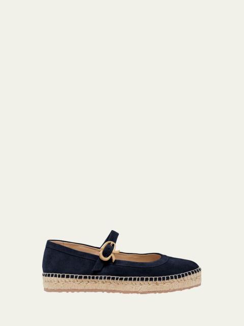 Gianvito Rossi Suede Mary Jane Ballerina Espadrilles