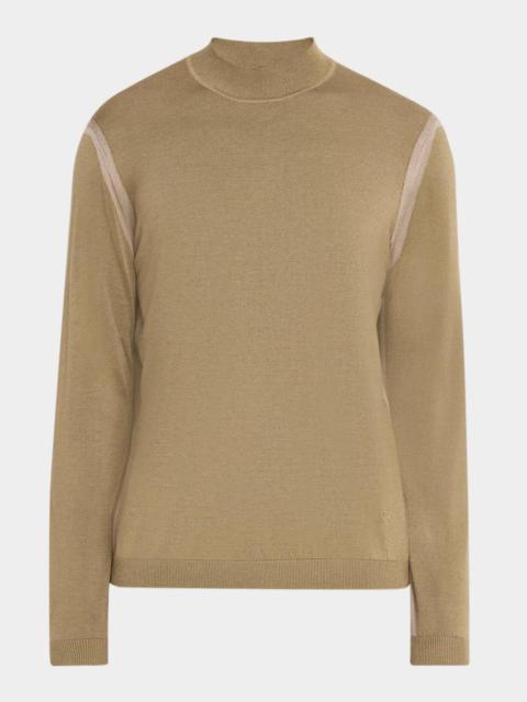 EMPORIO ARMANI Men's Silk-Blend Knit Mock Neck Sweater