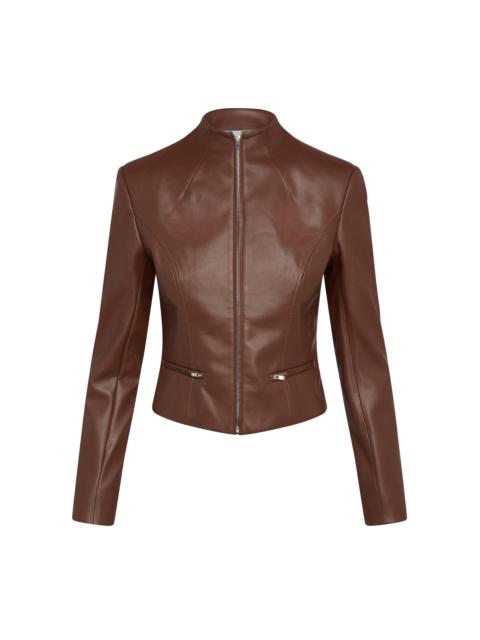 AYA MUSE Stru Faux Leather Moto Jacket brown