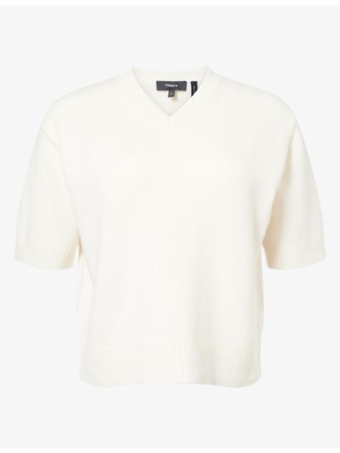 Theory V-Neck Cashmere Knit T-Shirt