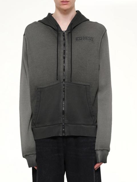Diesel S-WAFY-HOOD-ZIP Hoodie in Washed Black