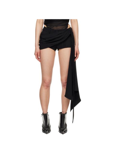MUGLER Black Draped Shorts