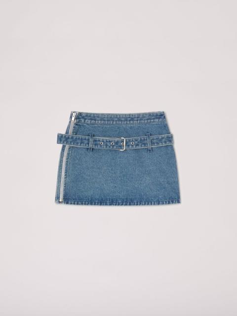 BELTED DENIM MINI SKIRT