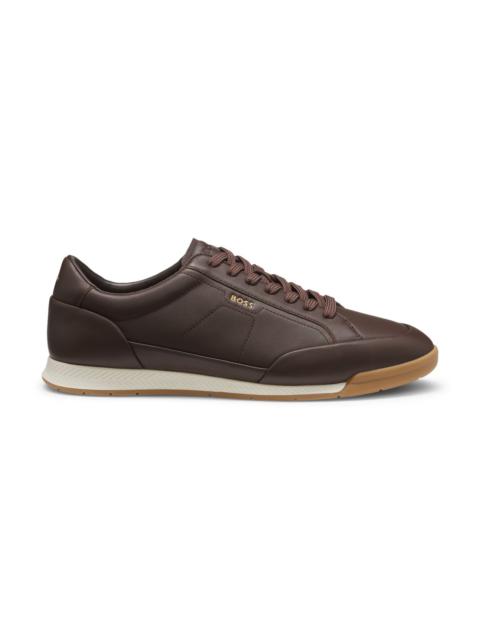 BOSS LEATHER SNEAKERS WITH FOIL LOGO