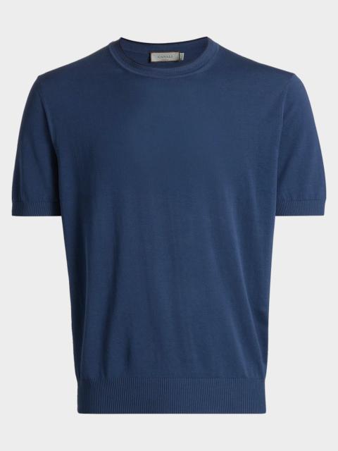 Canali Men's Cotton Knit Short-Sleeve Crewneck Sweater