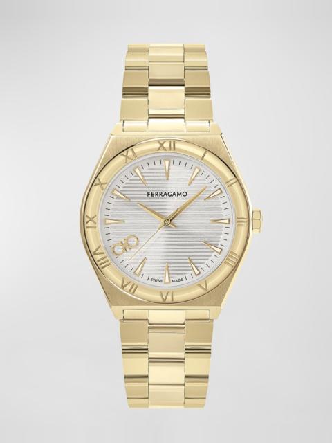 FERRAGAMO Men's 40mm Vega Upper East Watch with Bracelet Strap, Yellow Gold