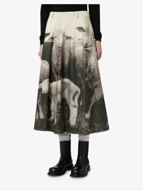Moschino PRINTED COTTON GABARDINE SKIRT