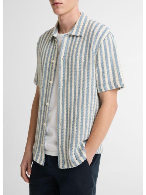 Vince Beach Stripe Italian Cotton-Blend Button-Front Shirt