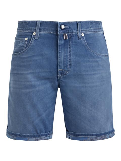 Vilebrequin Men 5-Pockets Denim Bermuda Shorts Tropical Turtles