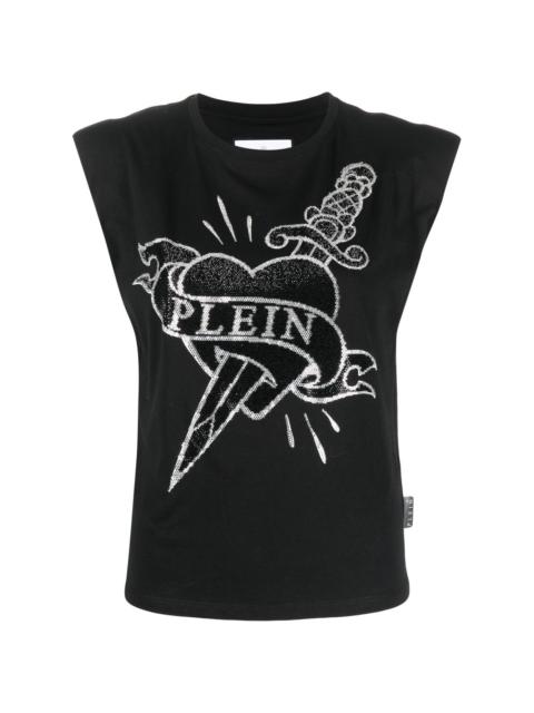 PHILIPP PLEIN crystal-embellished 로고 탱크 탑